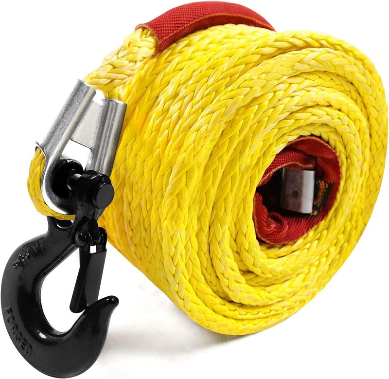 Perantlb Synthetic Winch Rope 1/2" x 92'-25000 lbs Winch Line with Protective Sleeve,Forged Winch Hook,Safety Pull Strap go for 4WD Road Vehicle Truck SUV ATV UTV（Yellow）… - Image 2